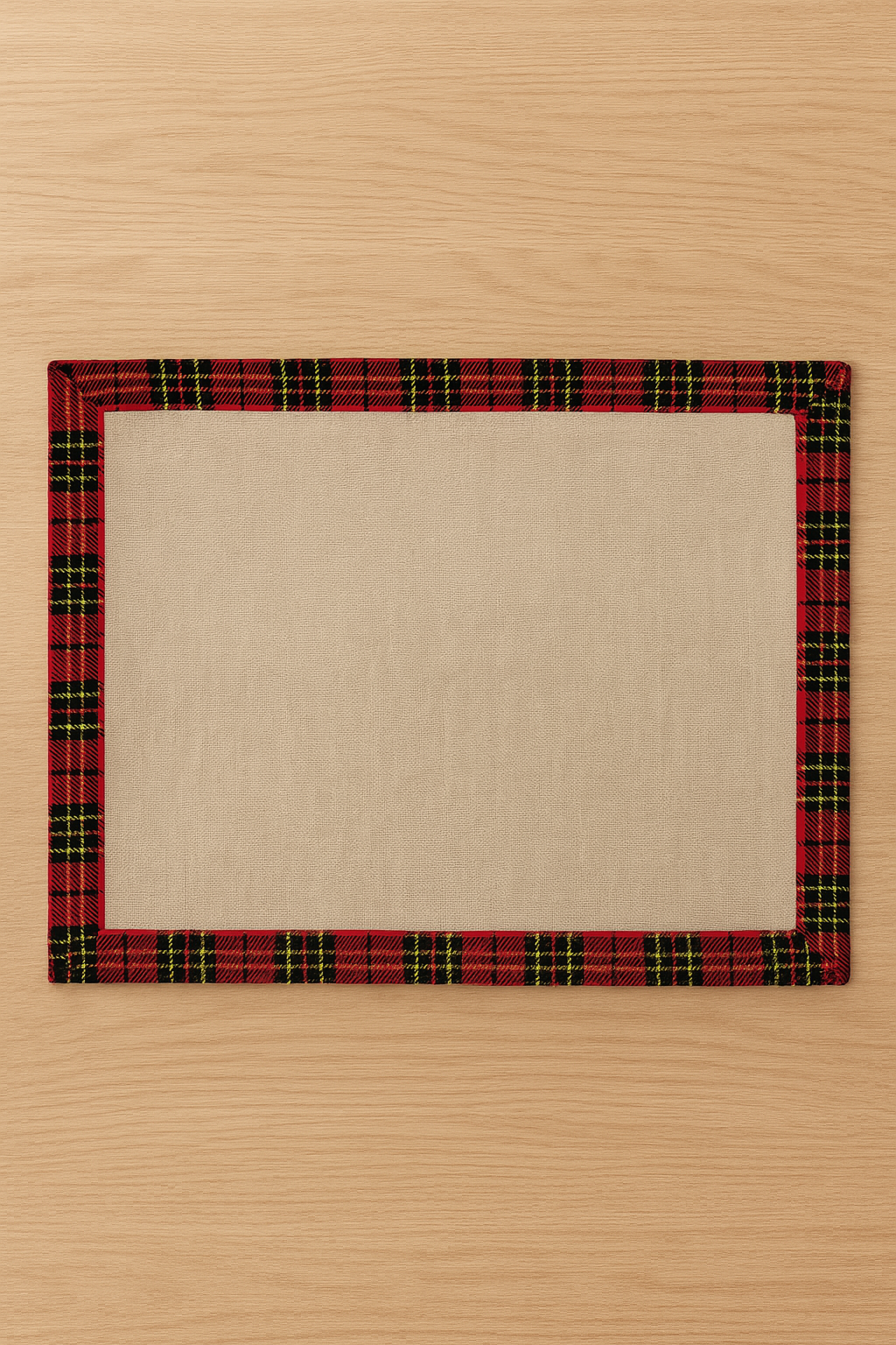 Fennco Styles - Vente Sets de table - Napperon de Noël naturel à garniture tartan2