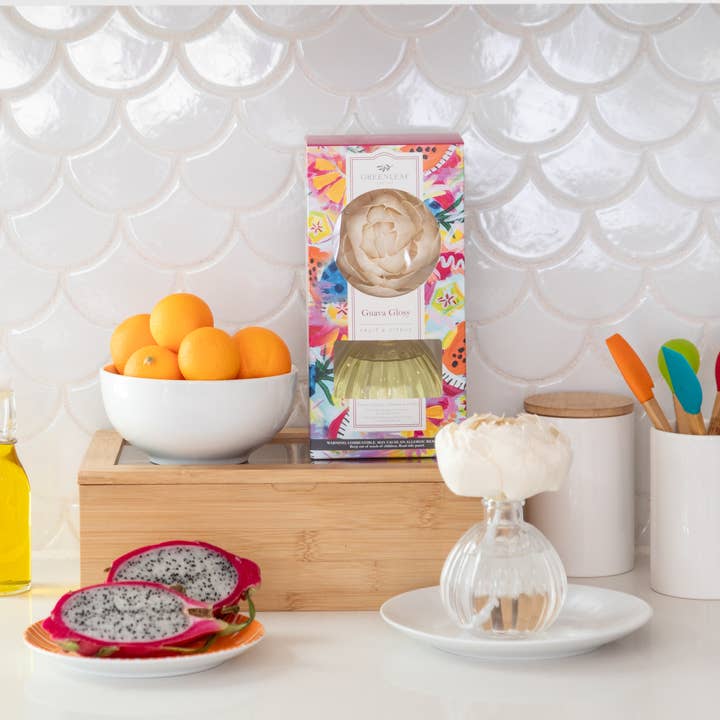 Greenleaf Gifts - Wholesale Reed Diffuser - Guava Gloss Flower Diffuser 4 Pack1