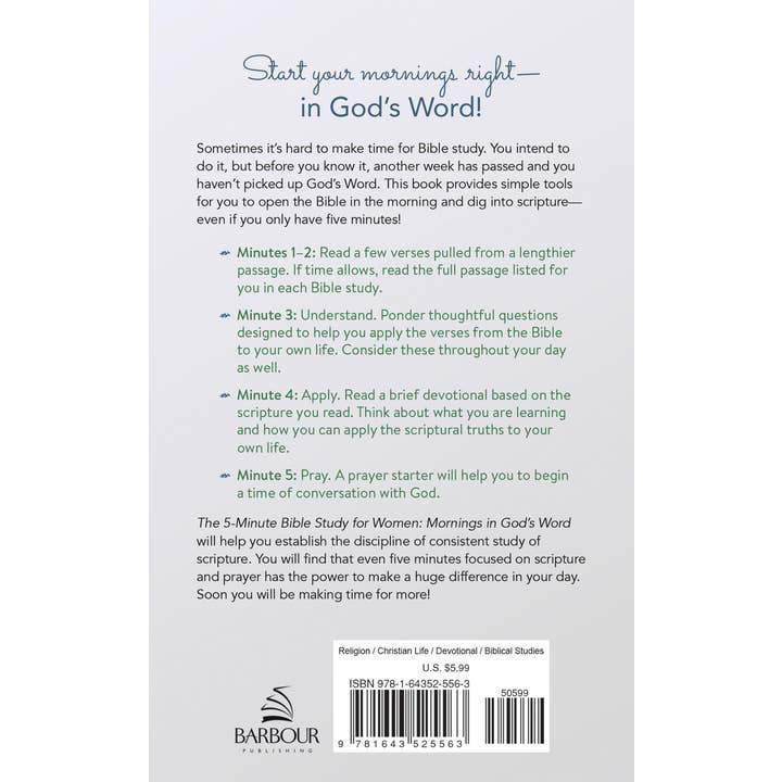 Barbour Publishing, Inc. - Wholesale Book - Adult - The 5-Minute Bible Study for Women: Mornings in God's Word