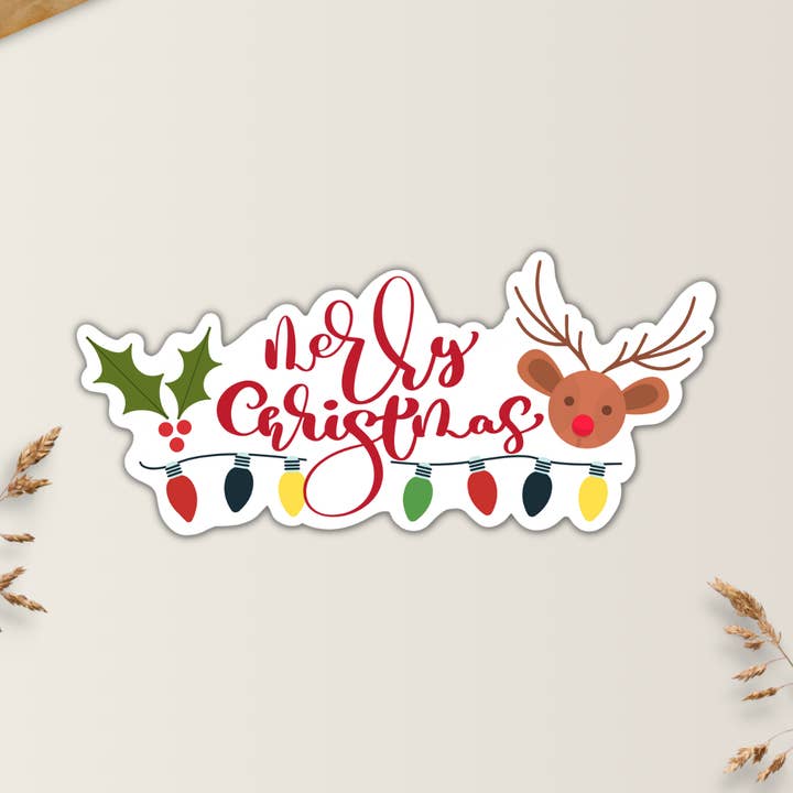 WEATHERPROOF MERRY CHRISTMAS HOLIDAY MATTE VINYL STICKER for wholesale by Drifting Souls Paper Co.