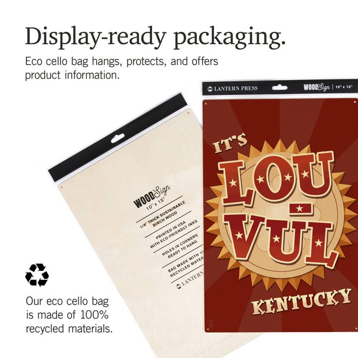 Lantern Press - Wholesale Wood Wall Art - WOOD SIGN ART Louisville, Kentucky, Lou Vul6