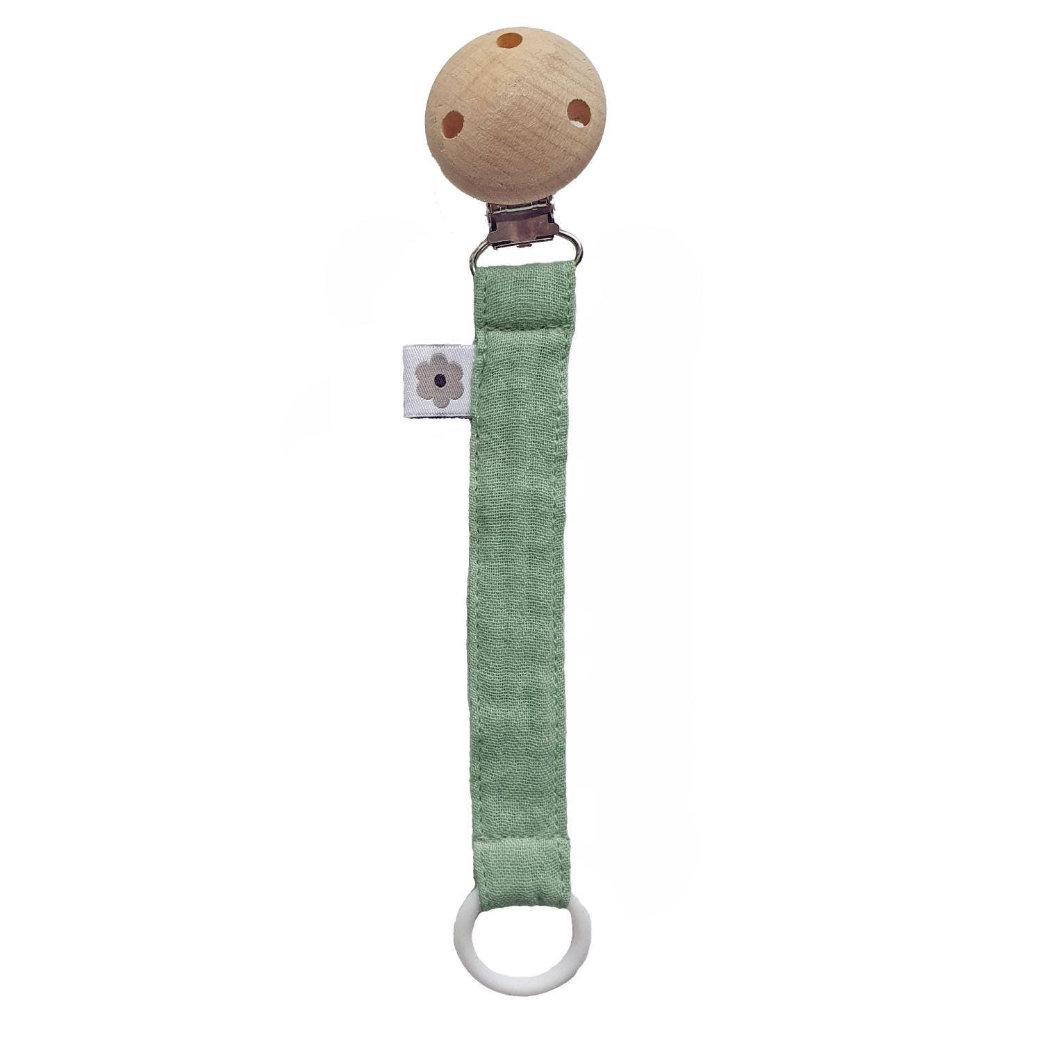 Summerville organic - Wholesale Pacifier Clip - Baby - Organic Pacifier Clip Muslin Basil0