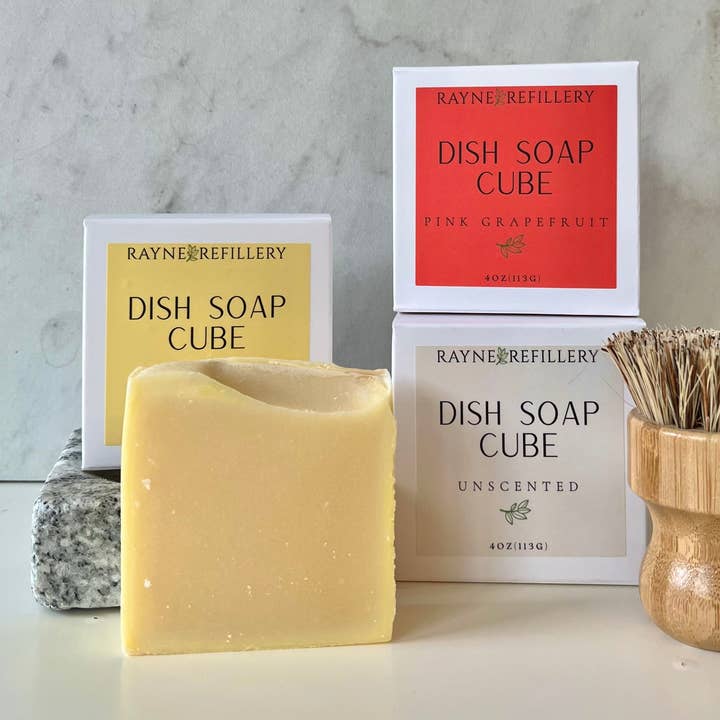 Rayne Refillery - Venta al por mayor Jabones para lavar los platos - Pastilla de Jabón Sólido para Platos - Cubo de Lavado de Platos Orgánico y Sin Residuos2