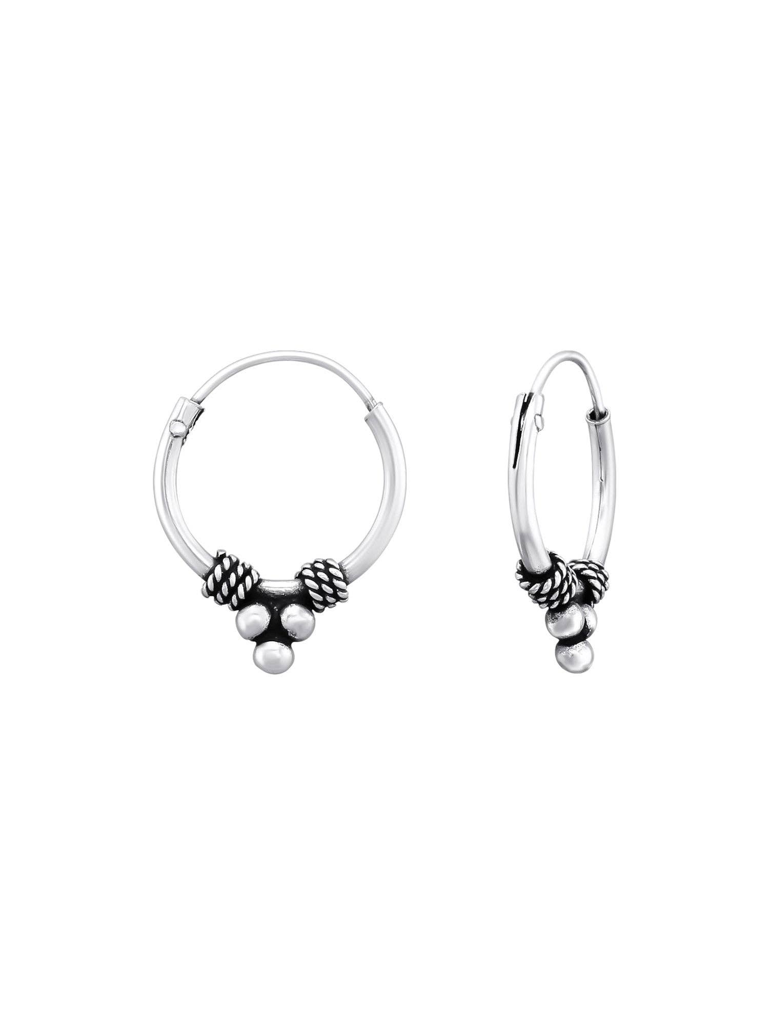 Nakoa The Label - Wholesale Hoop earrings - Silver Bali Hoop Earrings 12mm Oxidized - 39971