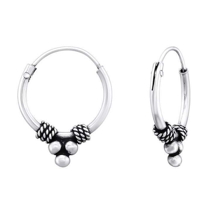Nakoa The Label - Wholesale Hoop earrings - Silver Bali Hoop Earrings 12mm Oxidized - 399710