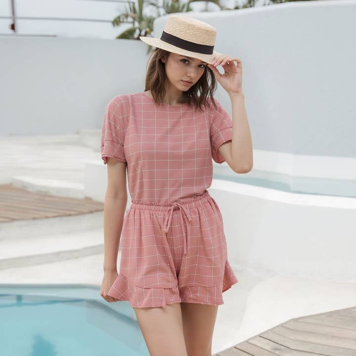 Nurode's Ruffled Hem High-waist Shorts In Pink for wholesale by Robin K