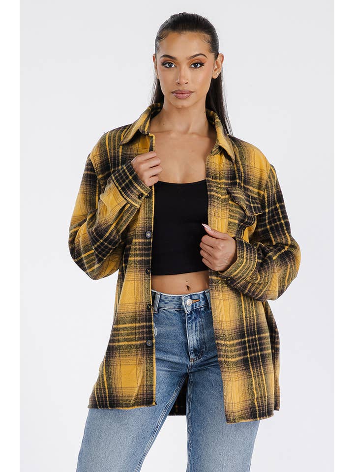 WEIV - Wholesale Shirt Jacket/Shacket - Women's - Boyfriend Oversized Soft Flannel Shacket5