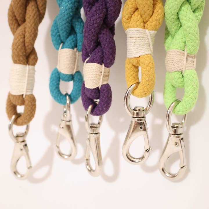 Handmade Sustainable Colorful Cotton Rope Dog Leash for wholesale by Monli Handcrafted Pet Toys
