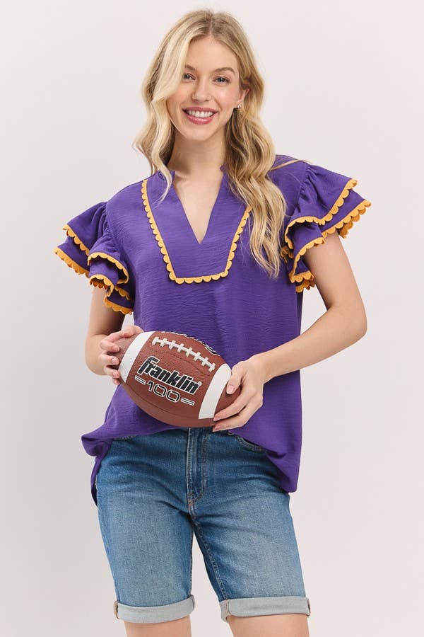 Sewn and Seen – Großhandel Bluse – Damen – Oberteil mit Rüschenärmeln und Muschelsaum25