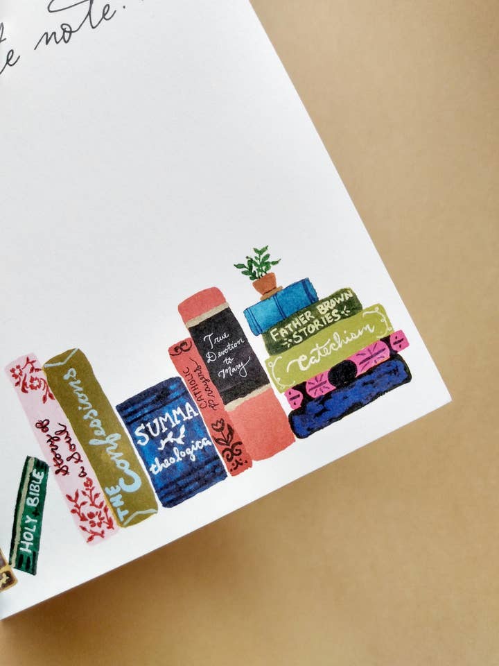 Catholic Books Greeting Card for wholesale by Babushka Paperie