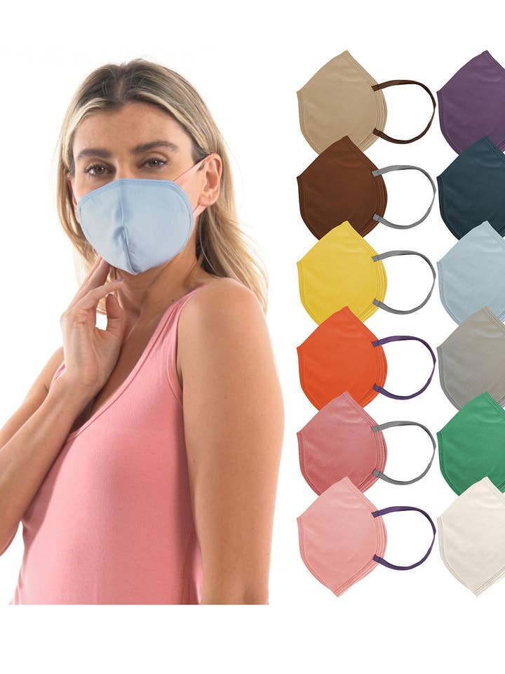 12 Pack Unisex Cotton Spandex Reusable Face Masks for wholesale by I-Wear Brands