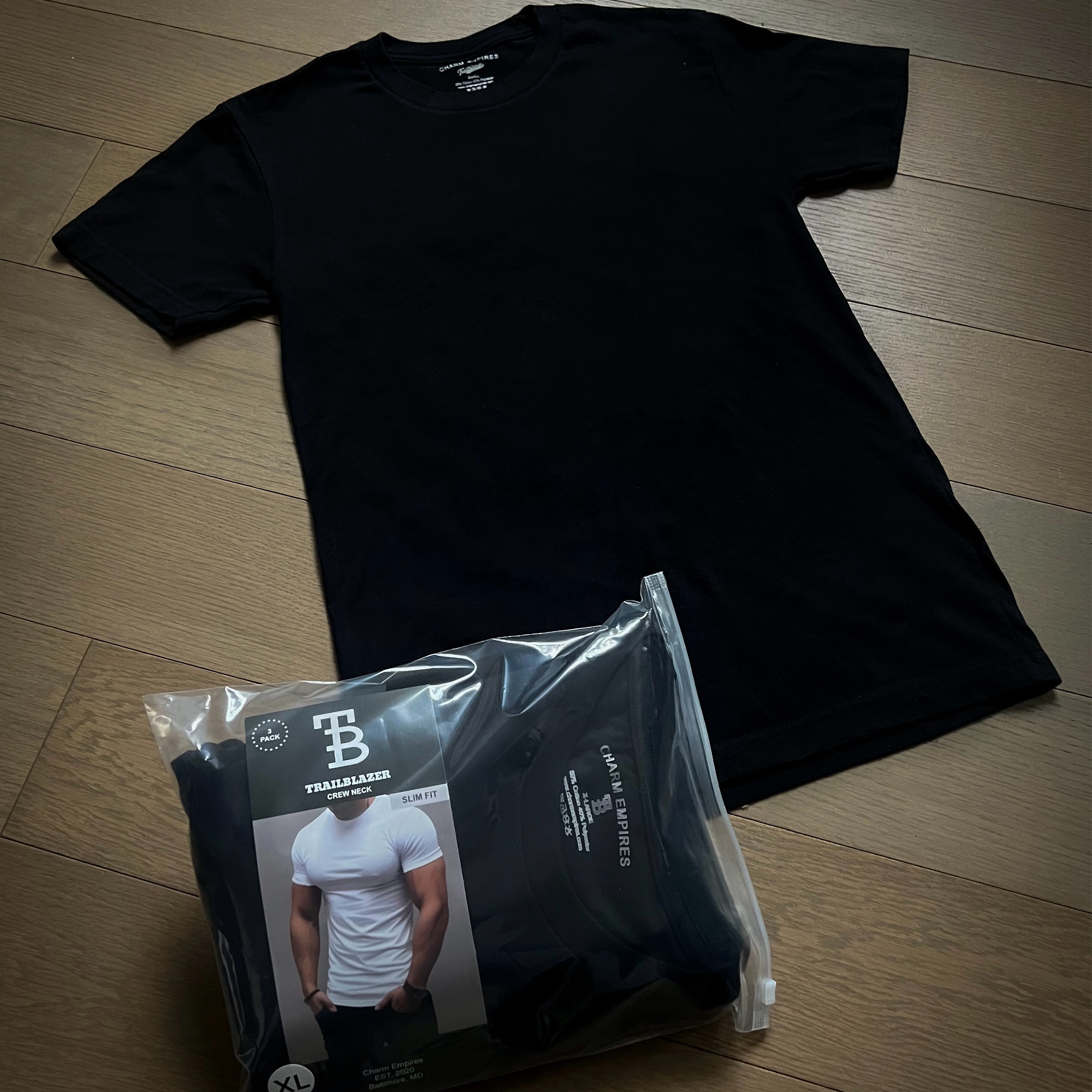 Charm Empires, LLC - Wholesale T-Shirt - Men's - TRAILBLAZER Slim Fit White and Black Tees Crewneck (3 Pack)5