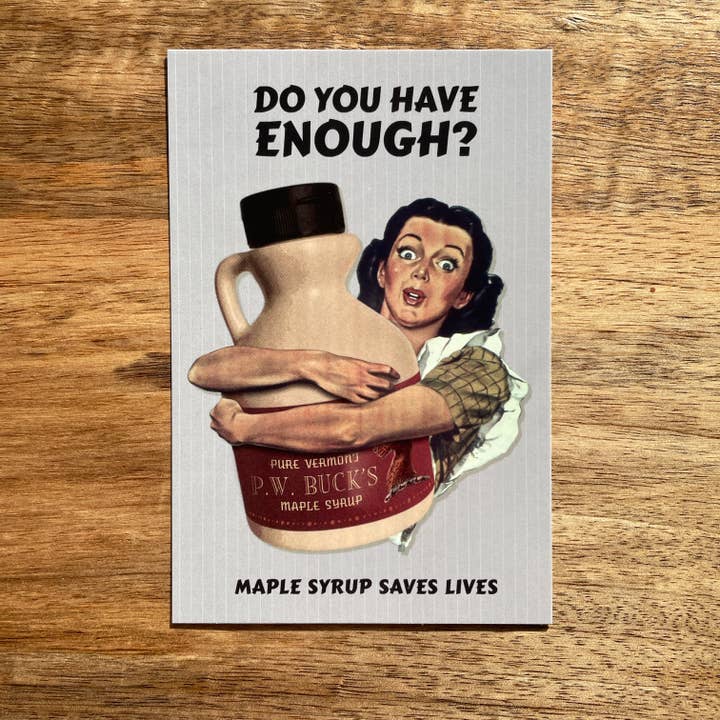 Maple Syrup Saves Lives funny Postcard for wholesale by Colossal Sanders
