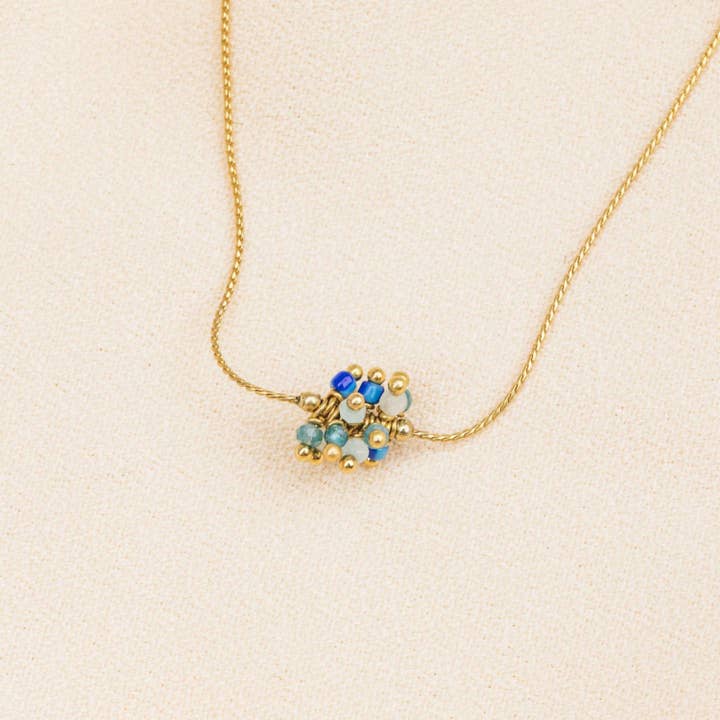 Necklaces Semilla light blue grape necklace for wholesale by Olivolga Bijoux