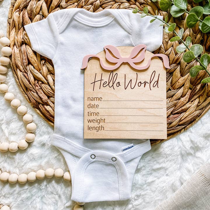 Bonjour Monde Signe de Naissance - Arcs pour la vente par Claire and Bella