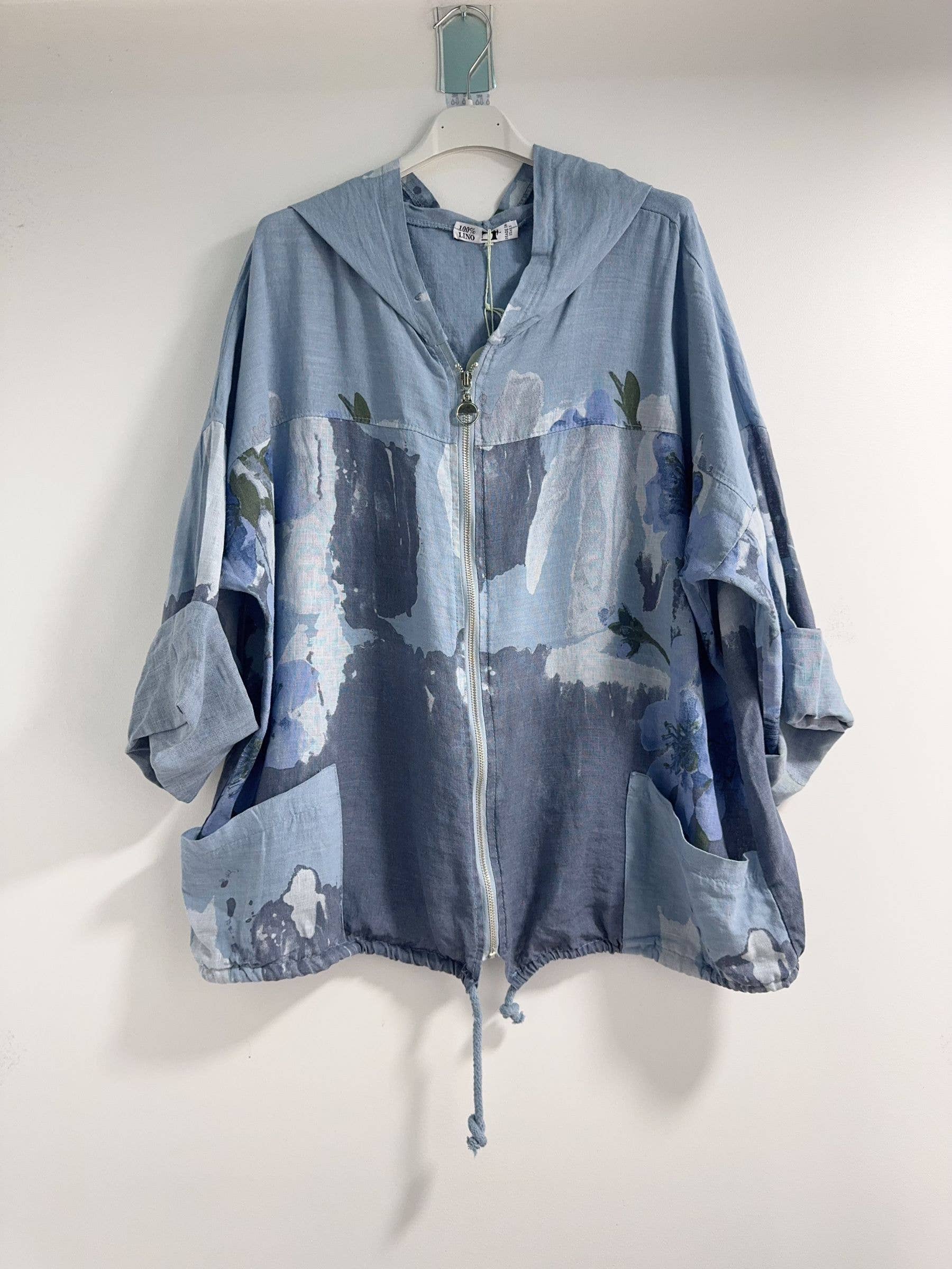 Happy look – wholesale Jacket – Women's – Zip-up jacket with hood in printed linen4