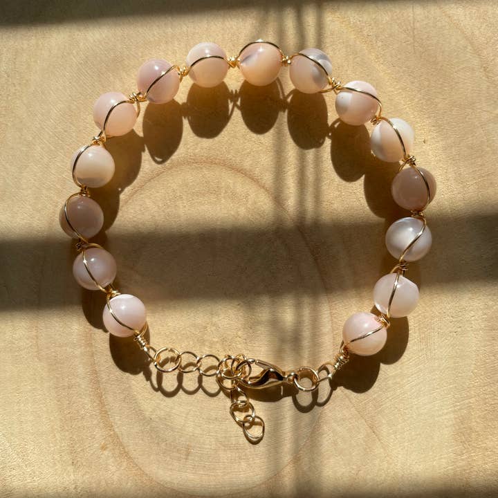 Gold wire wrapped crystal bracelet | Handmade stone jewelry for wholesale by ThroughTheWatersCo