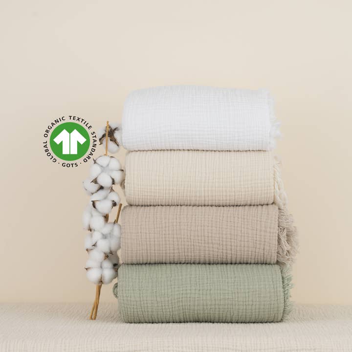 Naturloom - Wholesale Throw Blanket - GOTS Certified Organic Muslin Blanket, Ivory Throw Blanket, Lightweight Cotton Quilt, King Size Bedspread, Breathable Muslin Bedding4