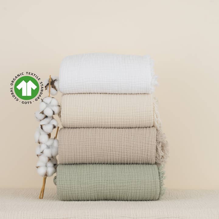 Naturloom - Wholesale Throw Blanket - GOTS Certified Organic Muslin Blanket, Taupe Muslin Throw, Soft Cotton Quilt, King Size Bed Cover, Sustainable Boho Bedding2