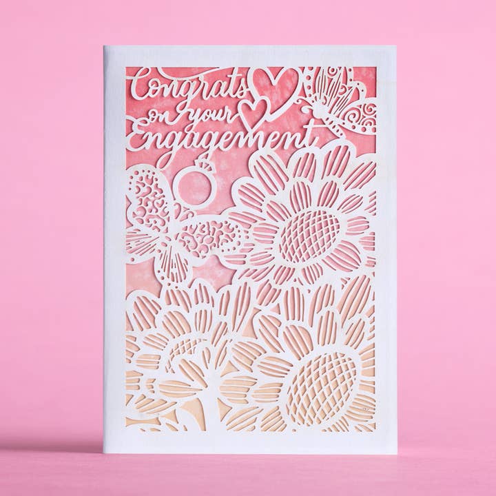 Engagement Congrats Butterfly Floral: 5"x7" Moments™ Card for wholesale by Lovepop Cards