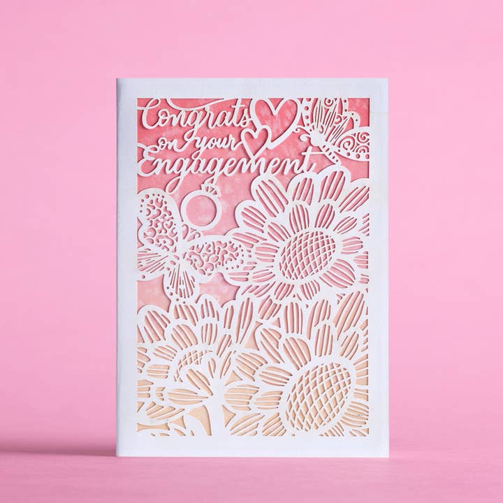 Lovepop Cards - Wholesale Congratulations Card - Engagement Congrats Butterfly Floral: 5"x7" Momentsâ„¢ Card