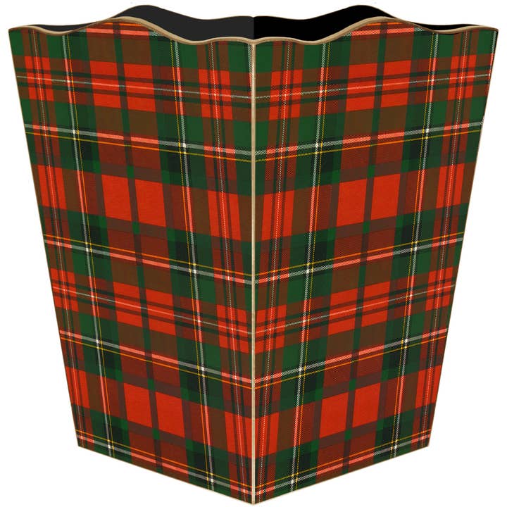 Cesta de papel de basura a cuadros rojos y verdes WB1243 para venta al por mayor de Marye-Kelley