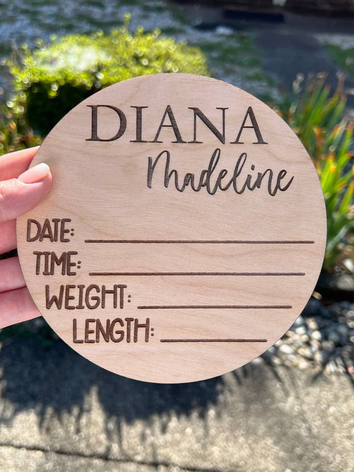 Baby Name/Birth Stat Sign for wholesale by Sophie and Co