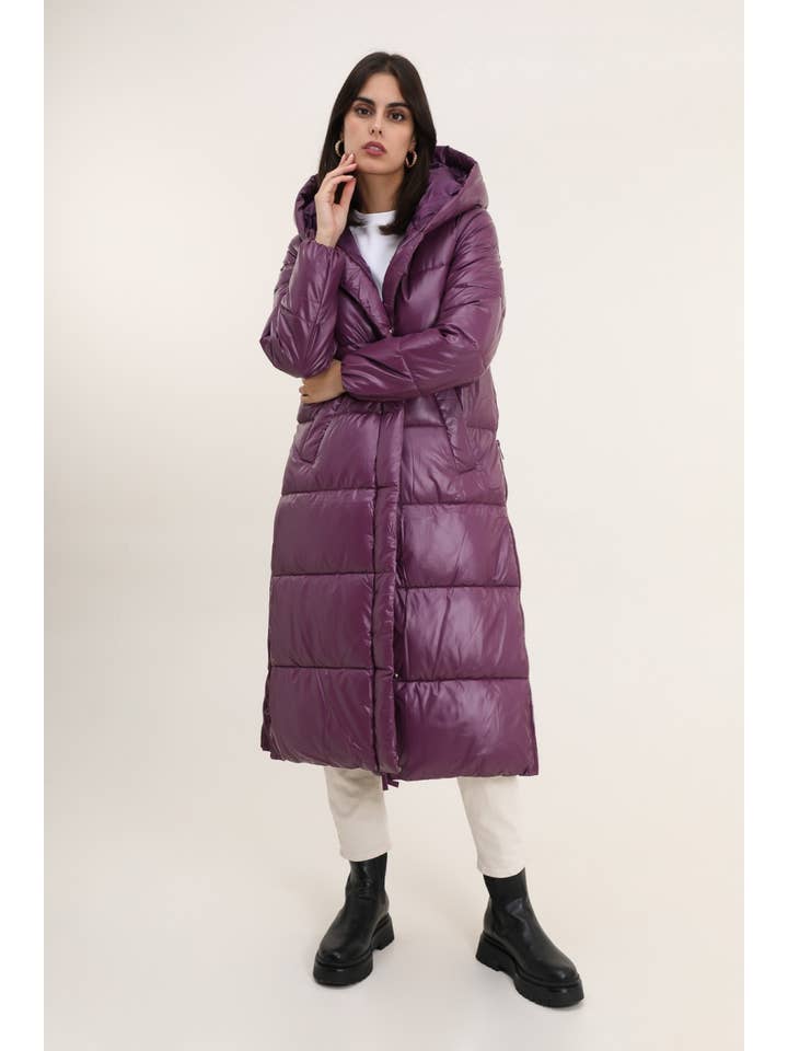 Attrait Paris - Wholesale Puffer Jacket - Women's - Extra long puffer jacket with metallic hood12