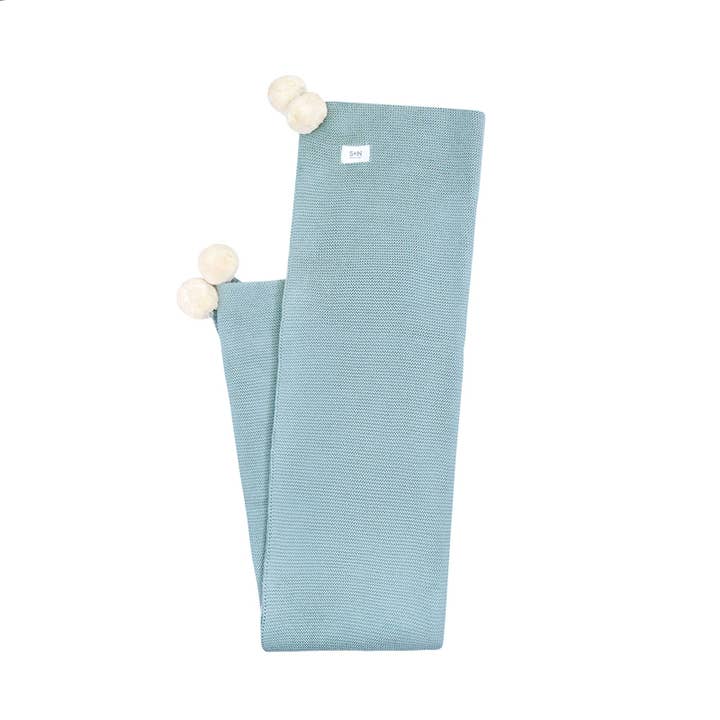 Pom Pom Knit Blanket - Slate for wholesale by Sammy + Nat