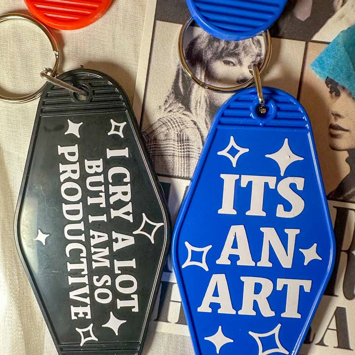 i cry a lot but I am so productive TS11 motel keychain for wholesale by SpicyStylesCo