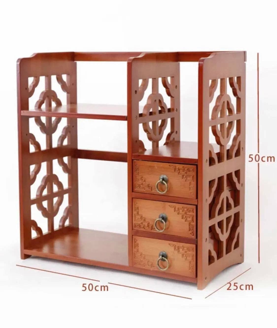 everythingbamboo – Großhandel Bücherregal – Schreibtisch aus Bambus, Bücherregal, Bücherregal, Schublade, Büroablage, vielseitig verwendbar, antiker Stil3