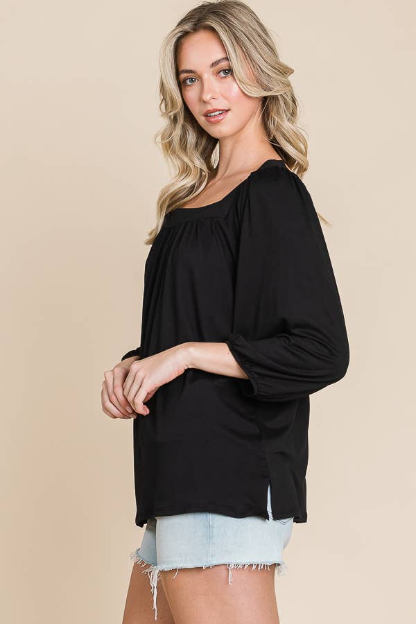 Culture Code - Wholesale Blouse - Women's - CJT1403Q - SQUARE NECK FLARE 3/4 SLEEVE TOP6