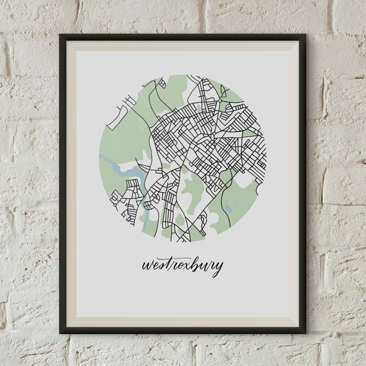 West Roxbury, Boston Map Print for wholesale by Sophie Kaplan