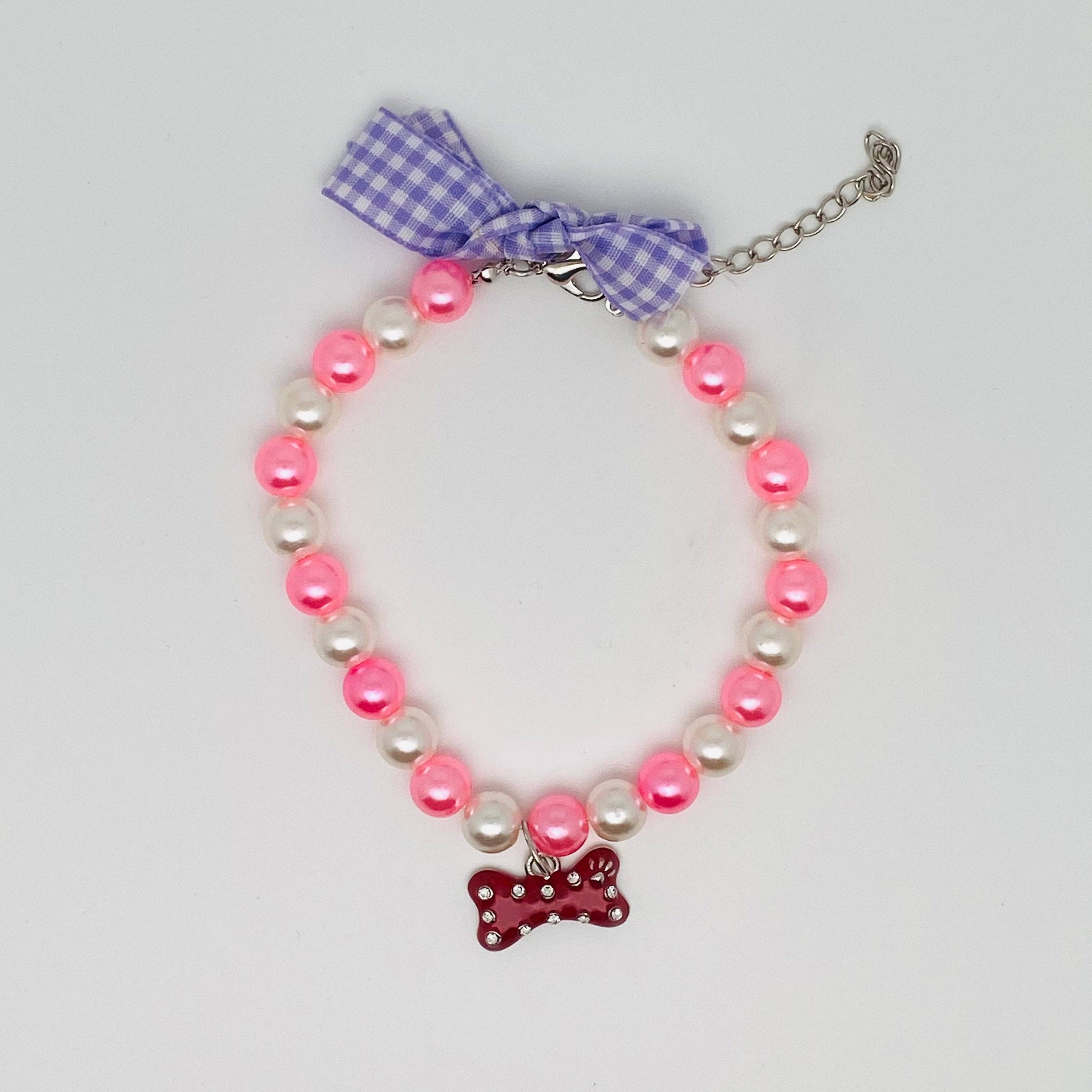 Mio Queena - Wholesale Pet Collar - Cat/Dog - Rhinestone Bone Necklace Bow Pet Pearl Collar2