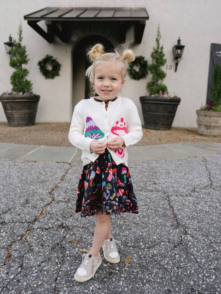 Ragazze Evelyn Cardigan - Funghi Groovy per la vendita all'ingrosso da parte di Briton Court