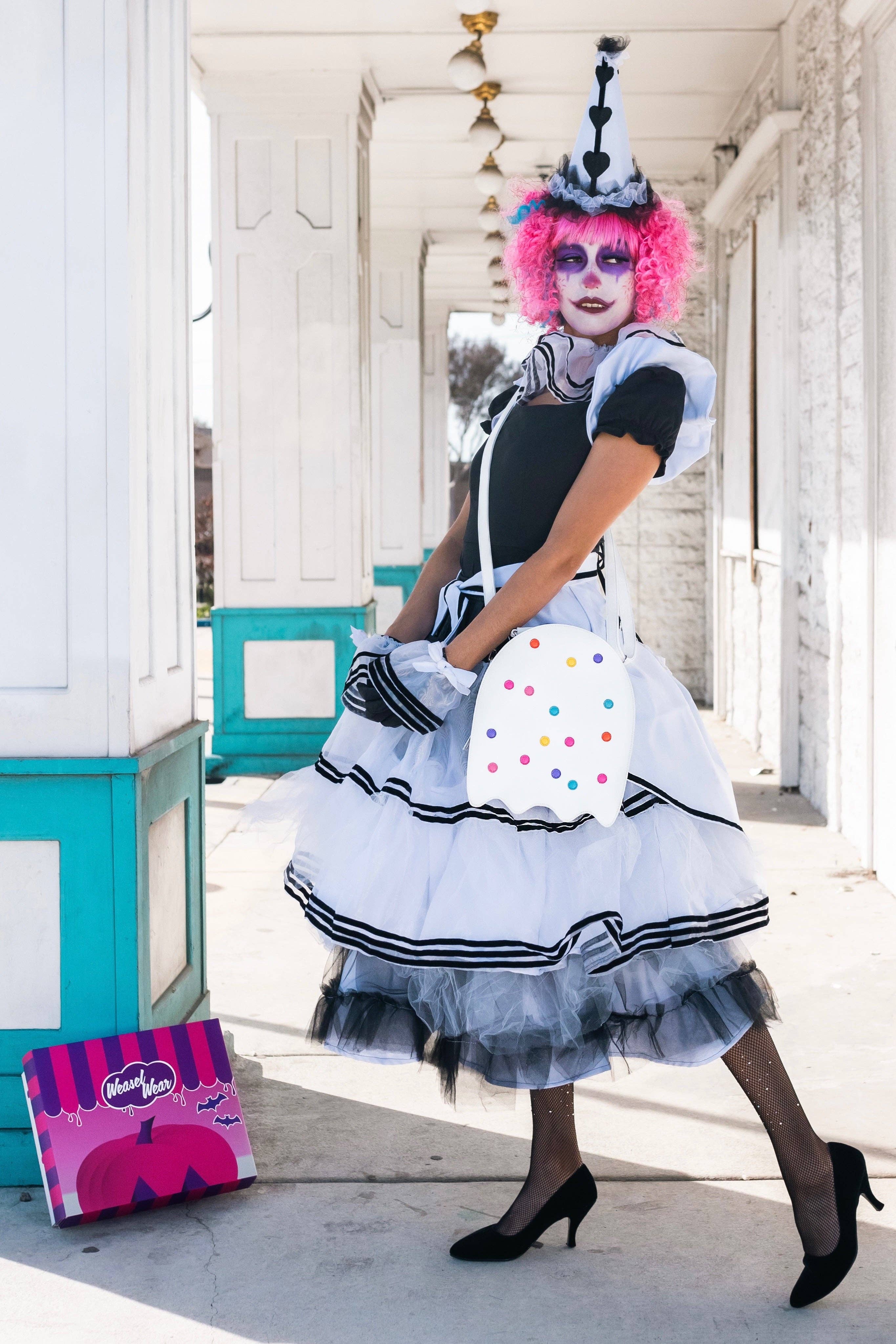 Weasel Wear - Wholesale Crossbody Bag - Women's - Circus Cookie Ghost Convertible Bag - White Vegan Leather Ghost Purse with Rainbow Sprinkles (Spooky Nostalgia Edition)8