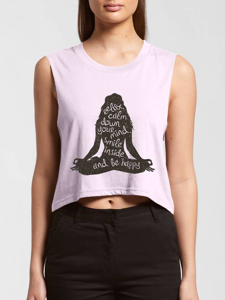 Pink Nabi - Wholesale Tank Top - Women's - Graphic crop tank top - Relax calm yoga