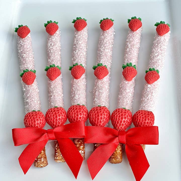 Delightful Chocolates - Wholesale Chocolate Covered Sweets - Strawberry Themed Chocolate Preztel Rods1