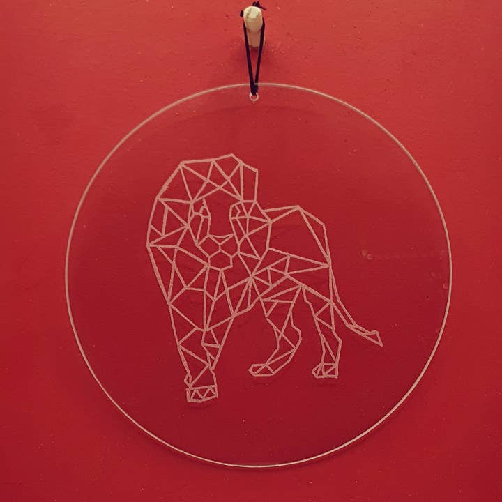 Glass Circle Engraved with Lion for wholesale by Nathan-michael Crafts