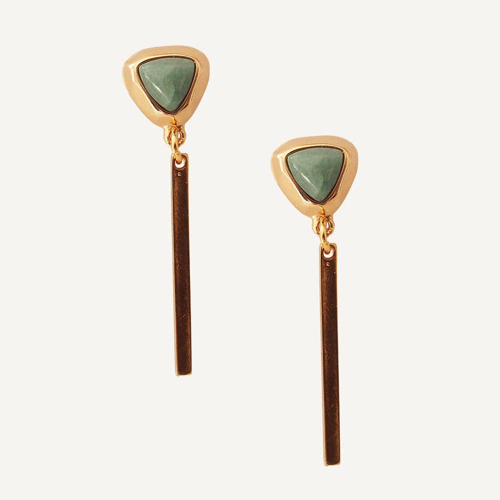 ÉMOLO - Wholesale Dangle Earrings - Gold earrings with natural stone FINE triangle1