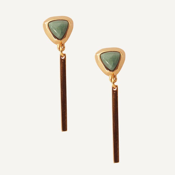 ÉMOLO - Wholesale Dangle Earrings - Gold earrings with natural stone FINE triangle1