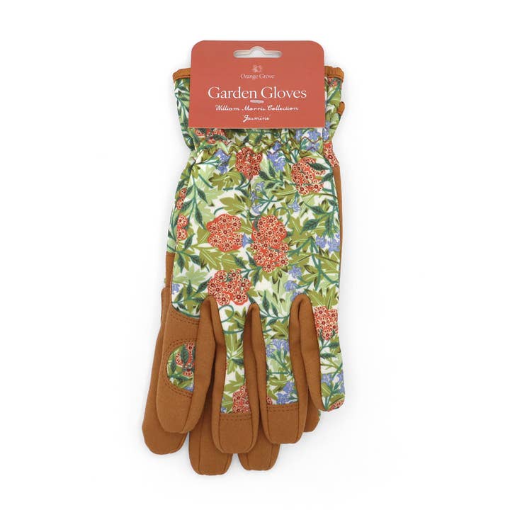 Robert Frederick Ltd - Wholesale Garden Gloves - Orange Grove Outdoor Gardening Gloves - Women's One Size - William Morris Design - Padded With Elastic Cuffs