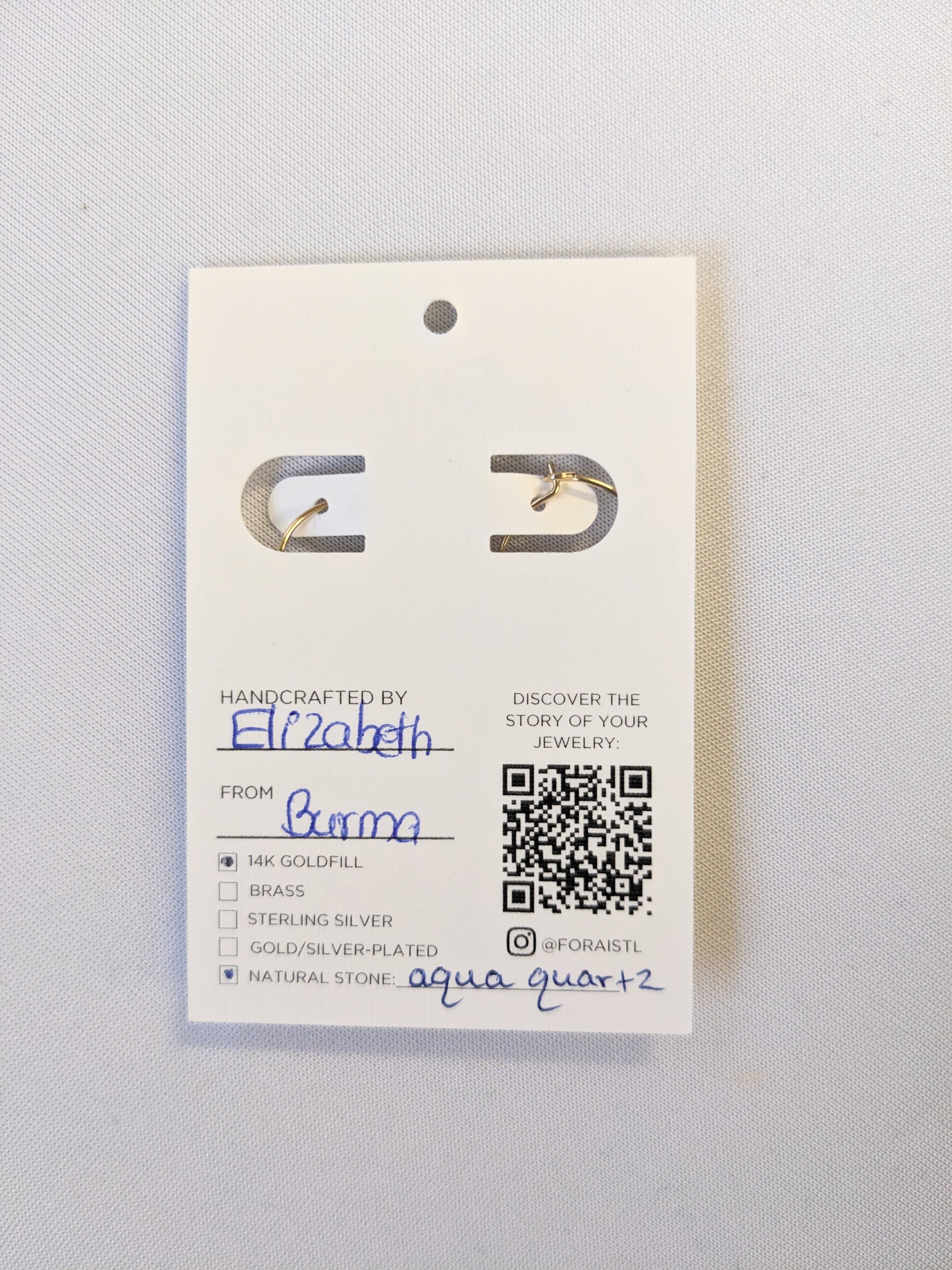 Forai - Wholesale Hoop Earrings - Aqua Quartz Charm Mini Hoop Earrings in 14k Gold Filled6