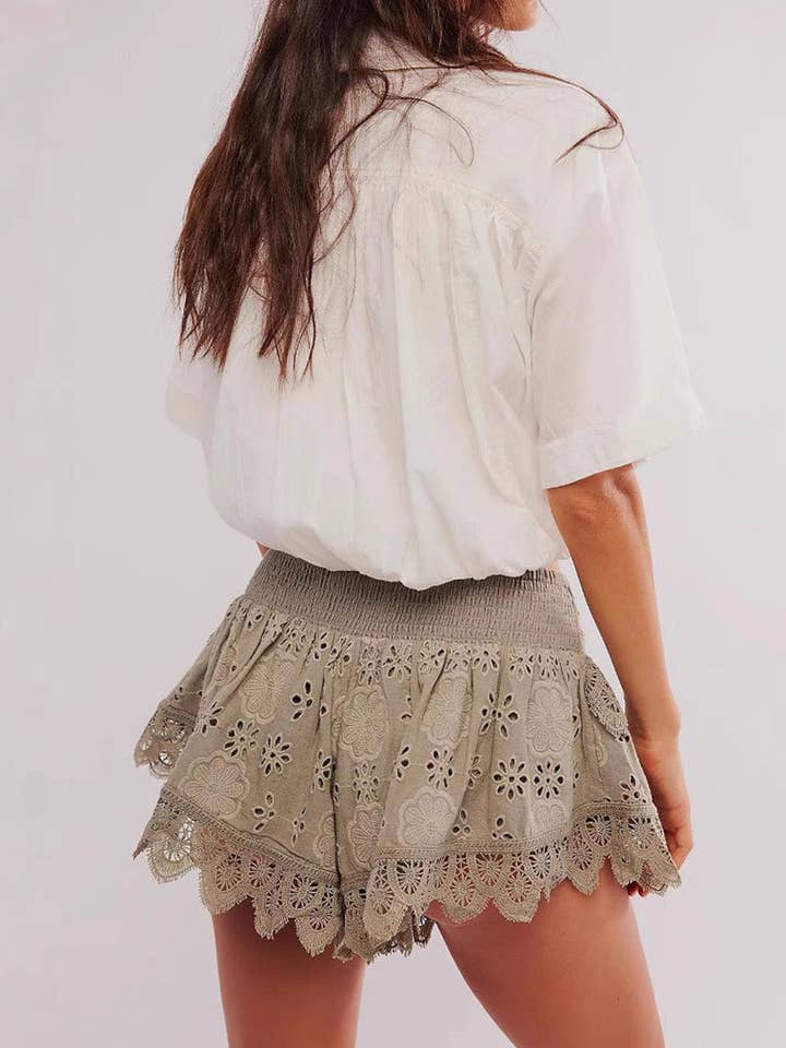 Mccolin - Vente Jupe-short – femme - Jupe-culotte à œillets avec bordure en dentelle5