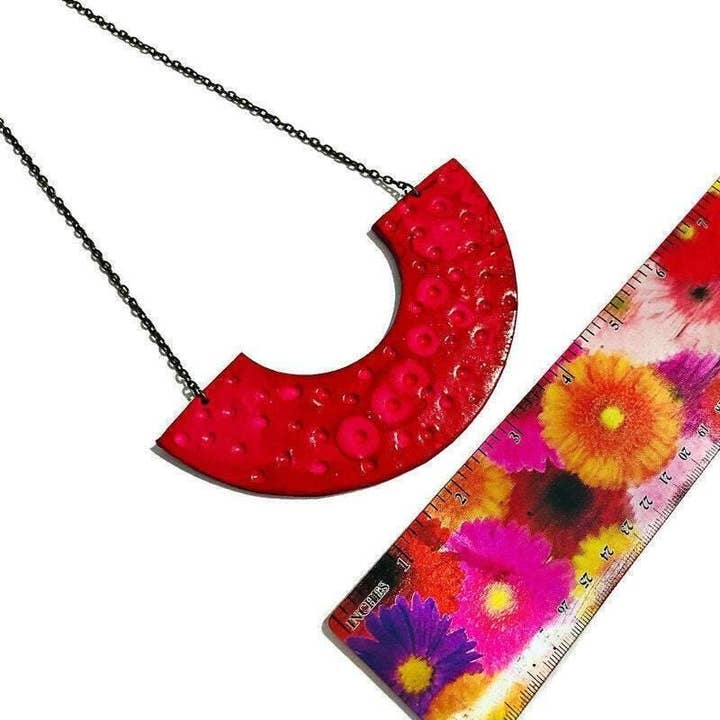 Chunky Pink Bib Necklace Handmade for wholesale by Sassy Sacha Jewelry