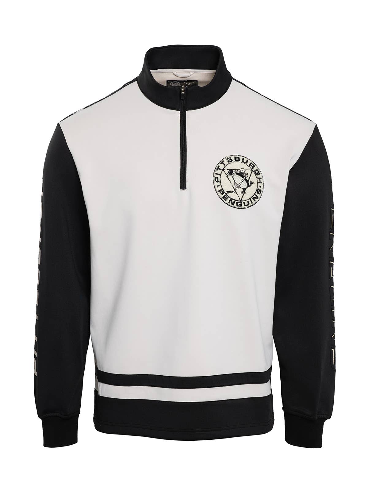 White Black Pittsburgh Penguins Bonded Fleece Quarter Zip for wholesale on Faire1