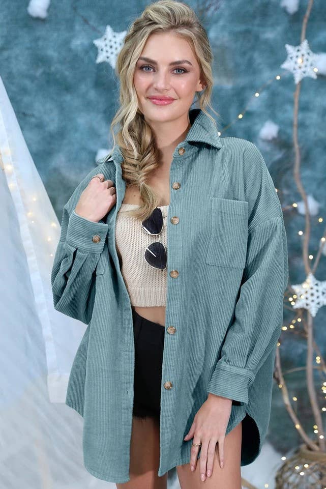 Rosa Clothing - Wholesale Shirt Jacket/Shacket - Women's - Oversized boxy corduroy shirt jacket Shacket6