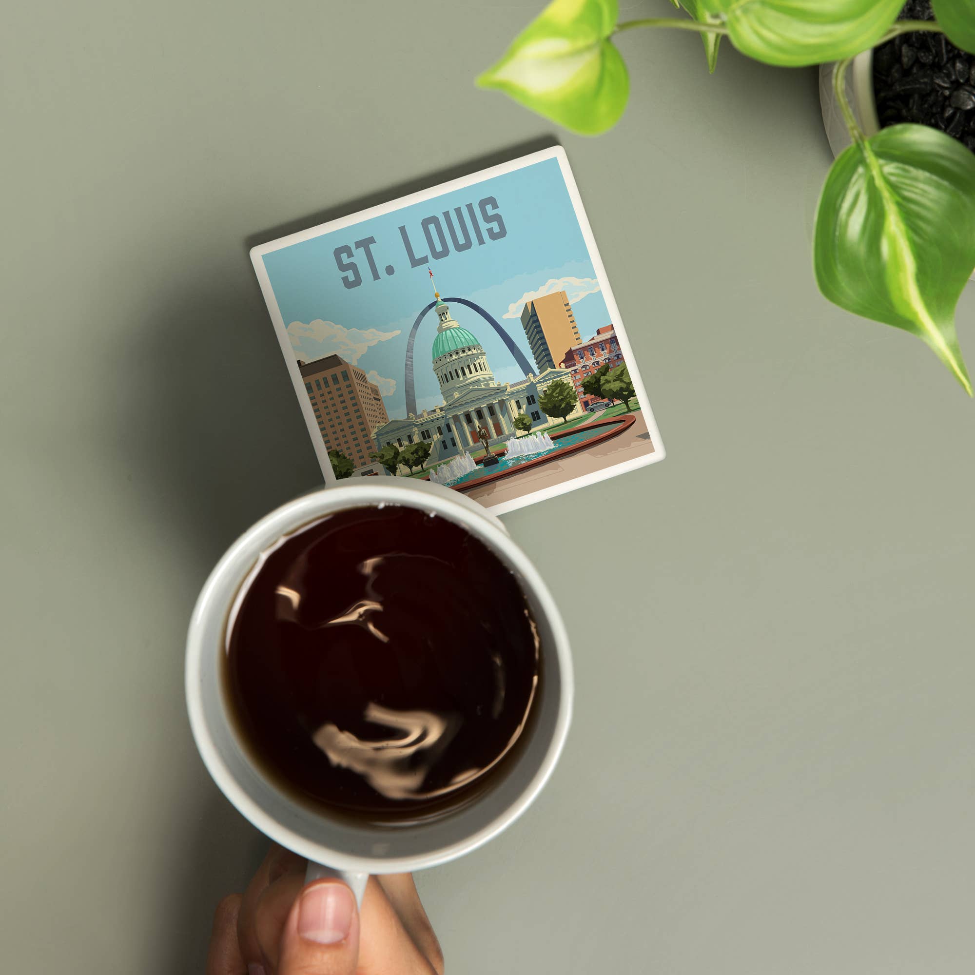 Lantern Press - Wholesale Coasters - CERAMIC COASTER St. Louis, Missouri, Courthouse, Painterly1