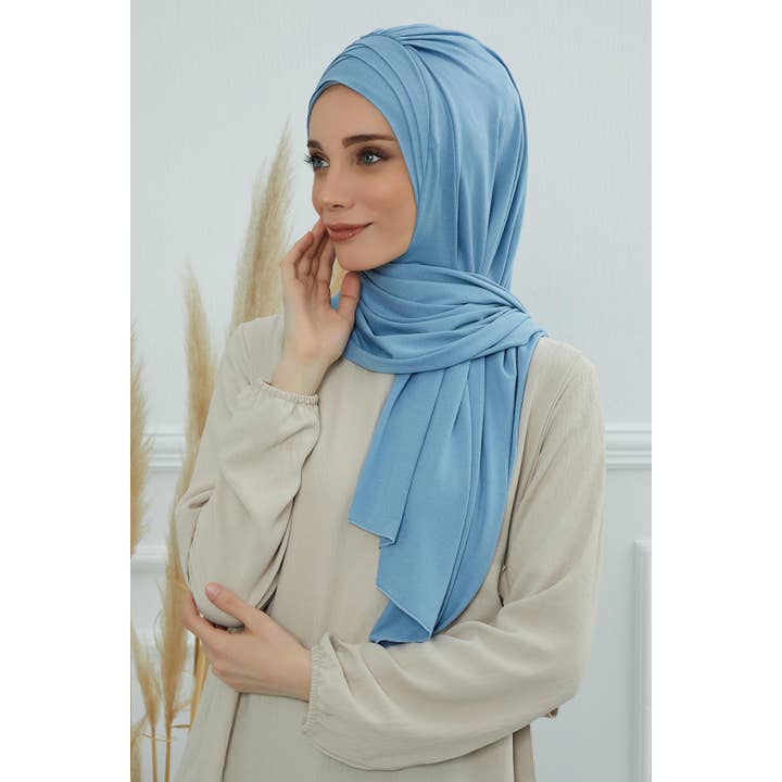 Aisha's Design - Wholesale Hijab - Women's - Soft Jersey Hijab Shawl for Women, 95% Cotton and Comfortable Ready to Wear Women Headscarf, Cross Stich Instant Pre-tied Hijab Shawl,PS-4136