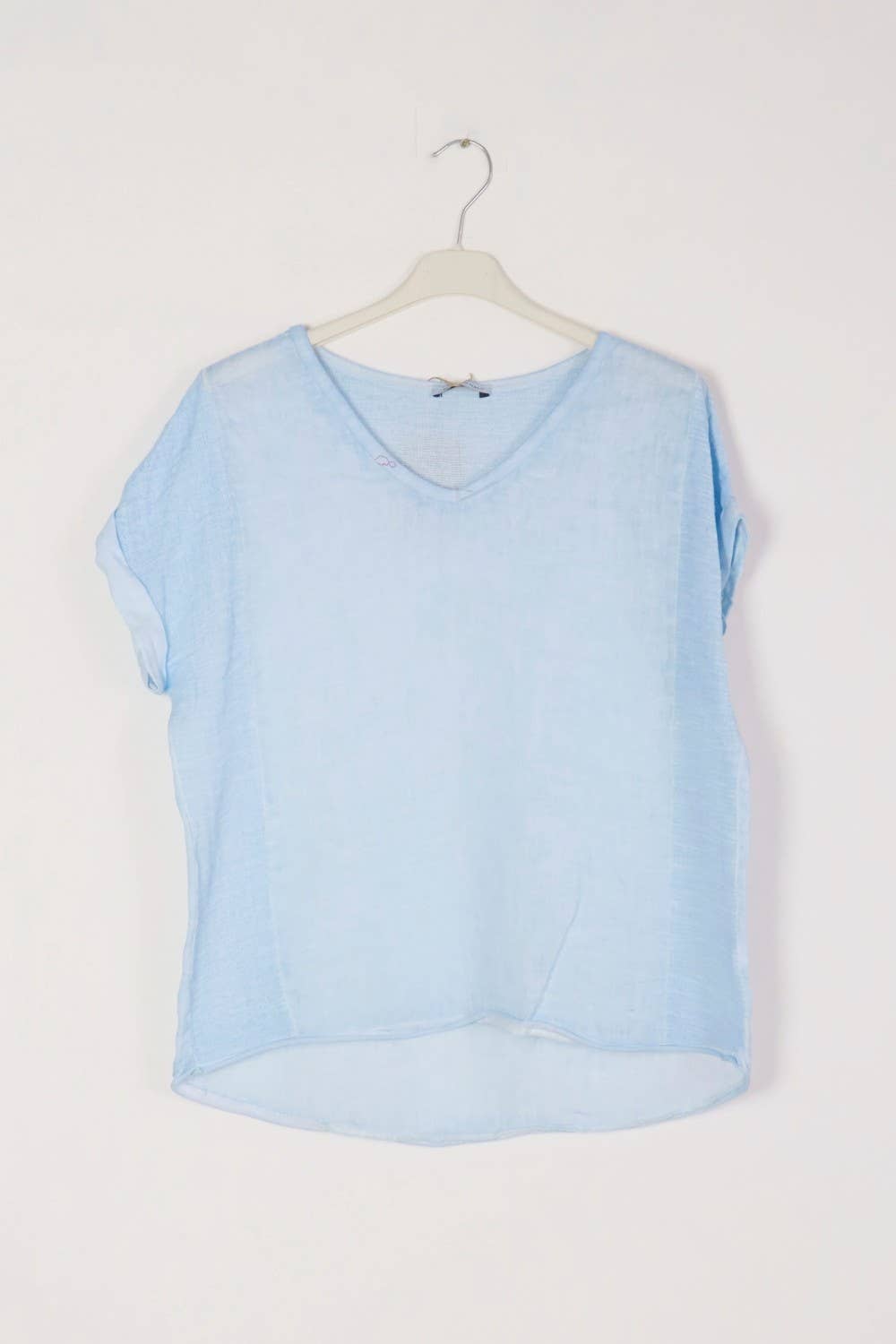 LÉA & LUC - Vente T-shirt – femme - T-Shirt texturé en 100% lin REF. 65136